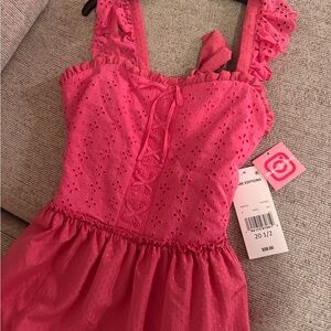 Pink Eyelet Dress with Ruffle Straps